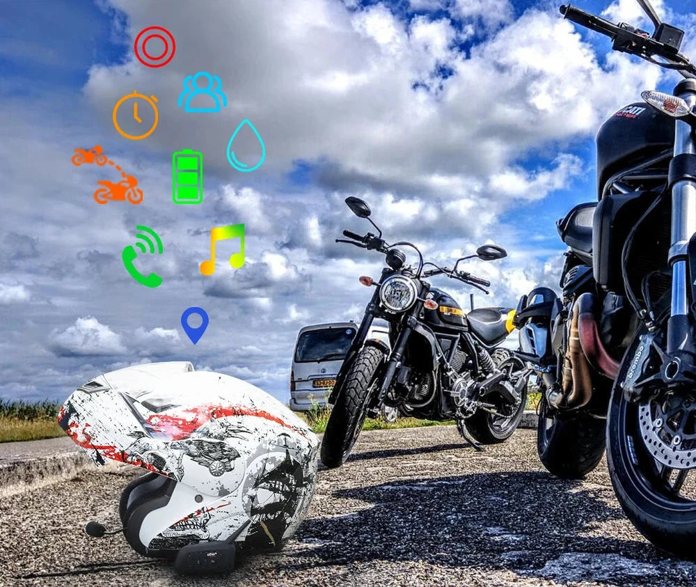 EJEAS V6 PRO+ Intercomunicador Bluetooth para Capacete de Motocicleta: Comunicação Clara e Confiável para até 6 Pilotos