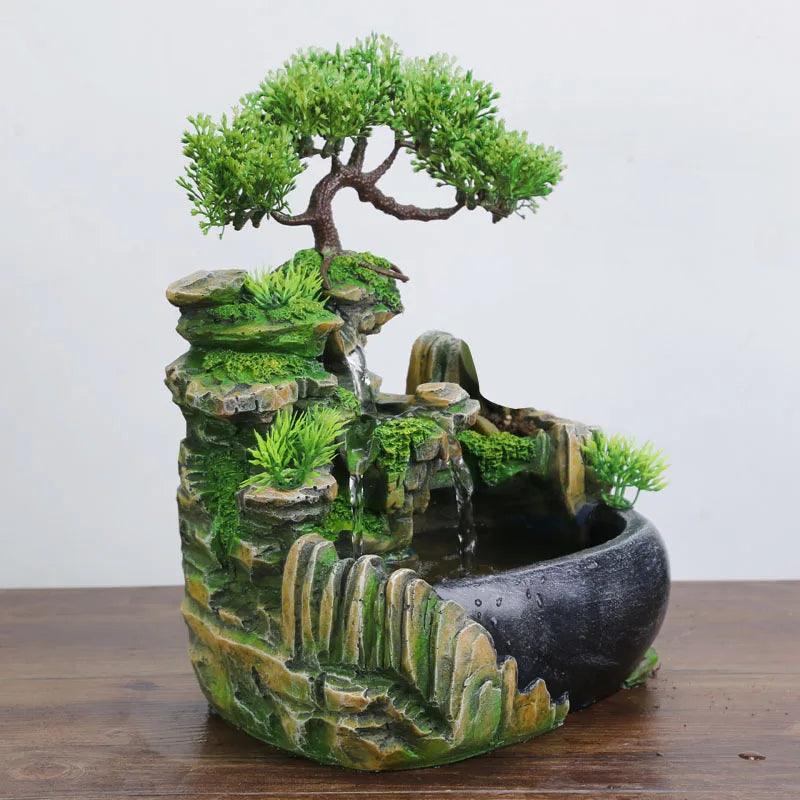 Fonte de Água Feng Shui de Cachoeira com Luzes LED - ArmariaBr