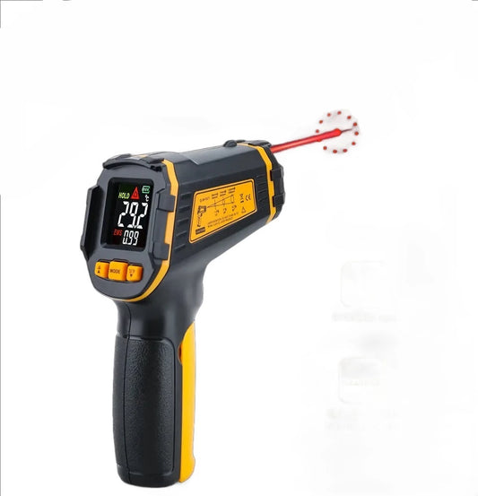 Termômetro infravermelho digital, medidor de temperatura do laser, pirômetro sem contato, higrômetro IR, alarme de luz LCD colorido - ArmariaBr