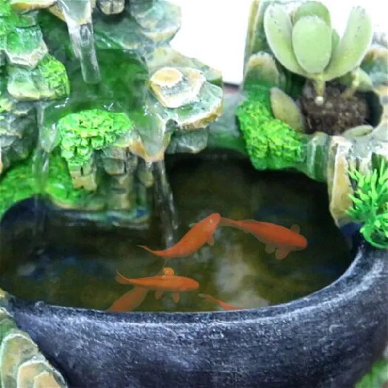 Fonte de Água Feng Shui de Cachoeira com Luzes LED - ArmariaBr