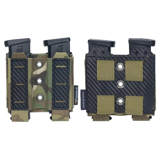 Porta Carregador Duplo IDOGEAR Fibra De Carbono, MOLLE, 9mm - ArmariaBr