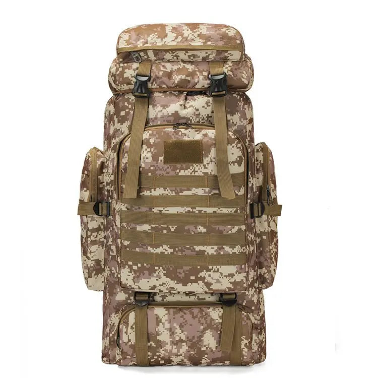 Mochila Oxford de Grande Capacidade 80L Camuflada para Camping Viagens e Montanhismo