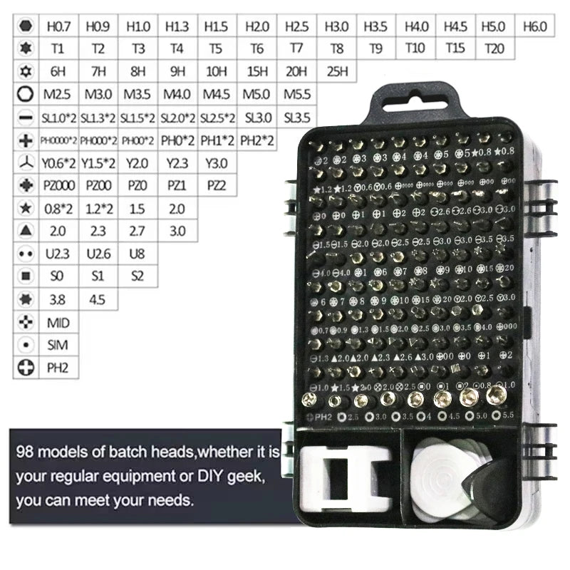 Kit de Chaves Multifuncional 115 em 1 para Computador, PC, Celular