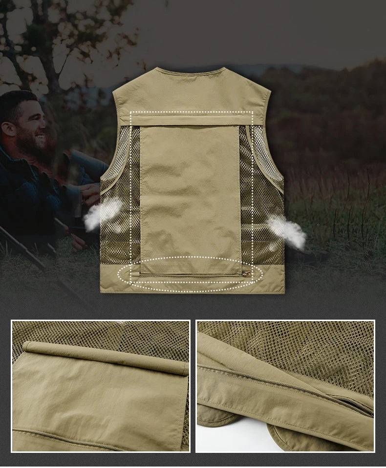 Colete masculino multi-bolso de alta qualidade