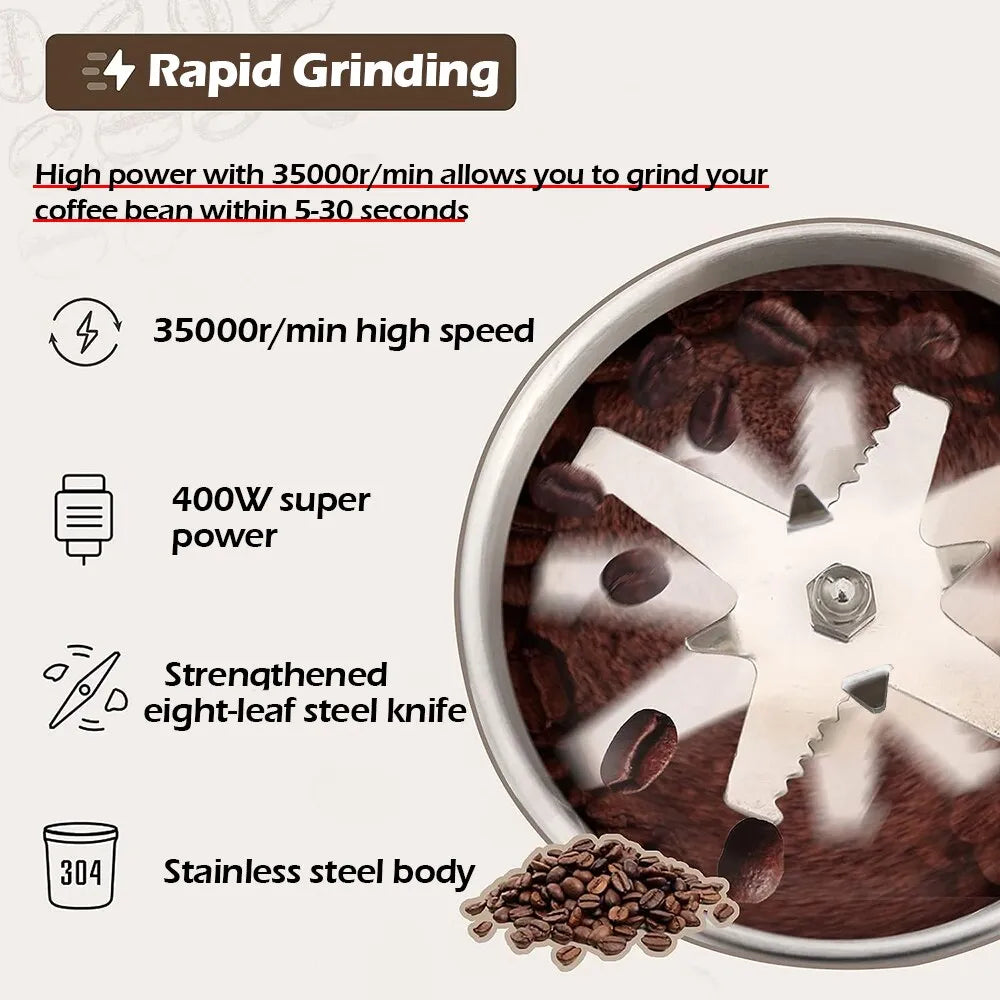 Moedor elétrico multifuncional de alta potência para café, cereais, nozes, feijões, especiarias, grãos ArmariaBr