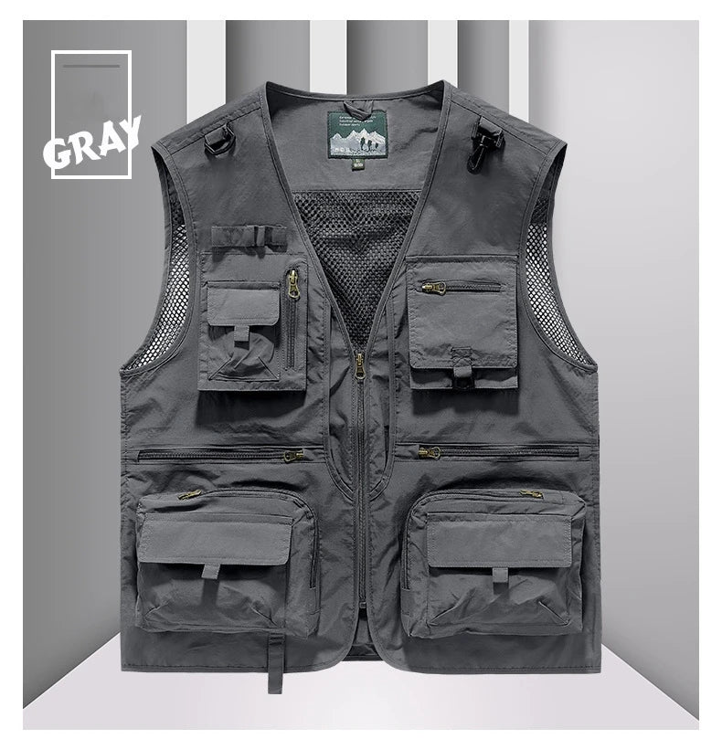 Colete masculino multi-bolso de alta qualidade