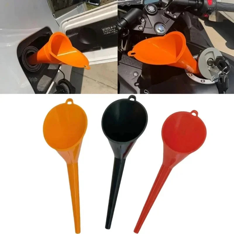 Funil de plástico anti-respingo haste longa para carro para combustível e óleo