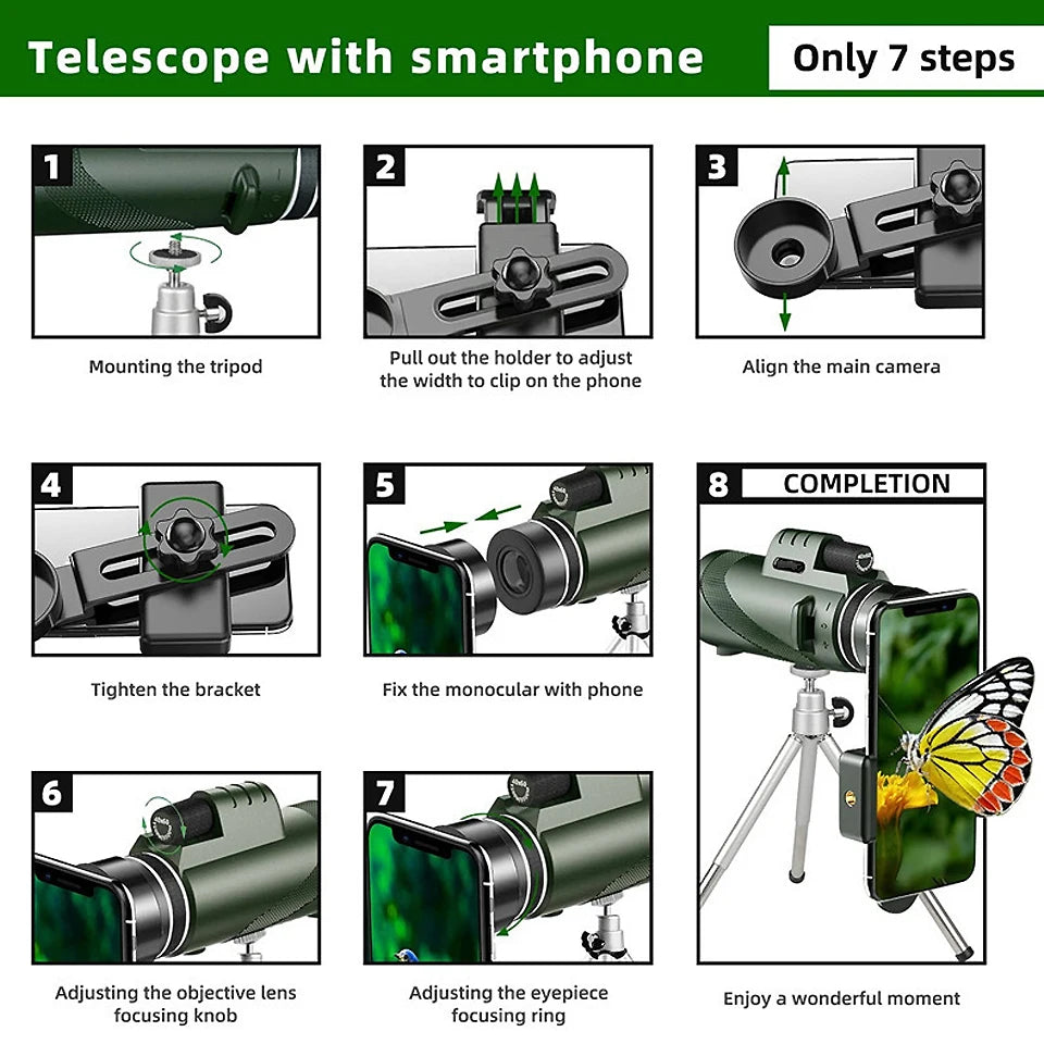 Telescópio Monocular de Longo Alcance Caça Camping