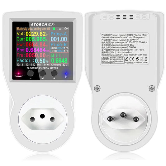 Wattímetro Voltímetro de Corrente Digital, Medidor de Energia AC, Testador de Tempo - ArmariaBr