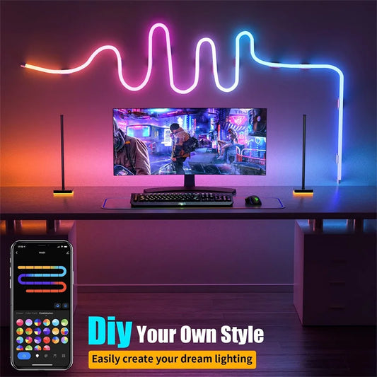 Corda de Luz RGB de Silicone TUYA com música Sync, Dreamcolor de 12-24V e 84 LEDs por metro - ArmariaBr
