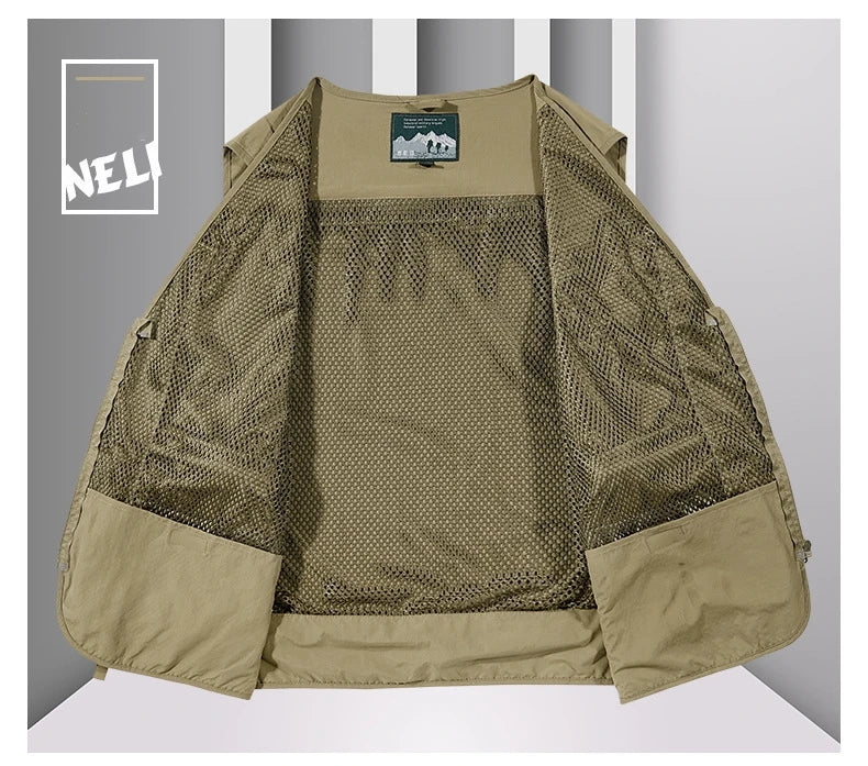 Colete masculino multi-bolso de alta qualidade