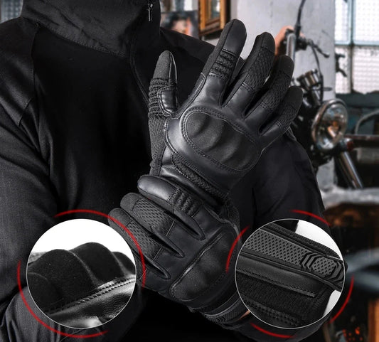 Luvas táticas de couro PU com tela sensível ao toque e concha rígida