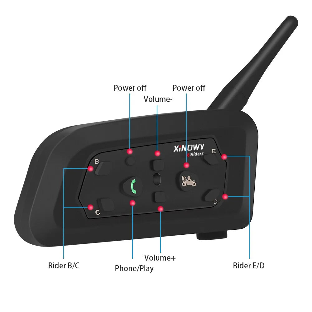 Intercomunicador Bluetooth para Capacete de Motocicleta com Alcance de 1200M XINOWY