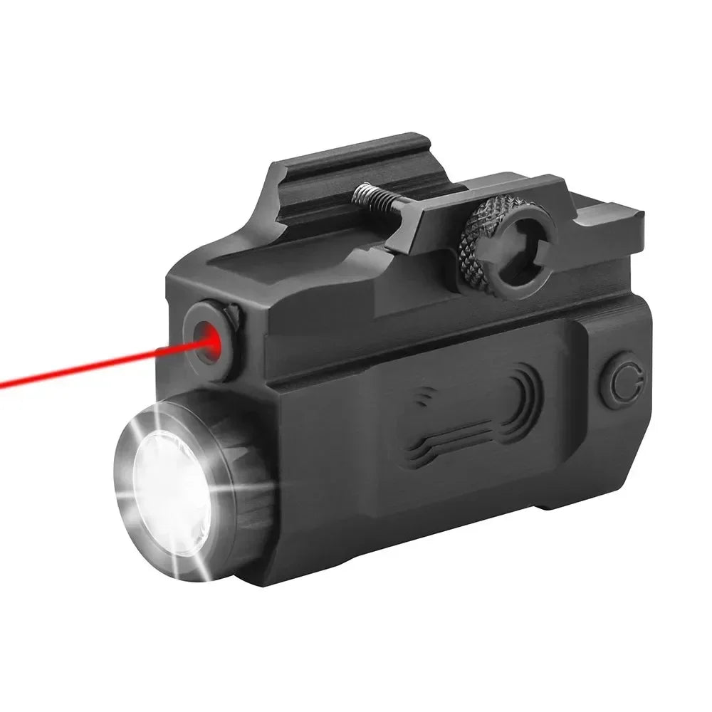 Lanterna tática com laser recarregável verde / vermelho com trilho picatinny