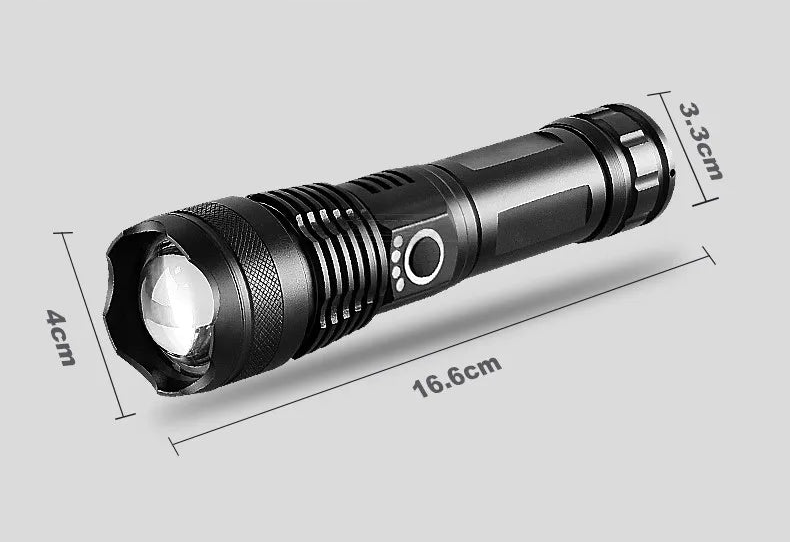 Lanterna tática de LED usb recarregável