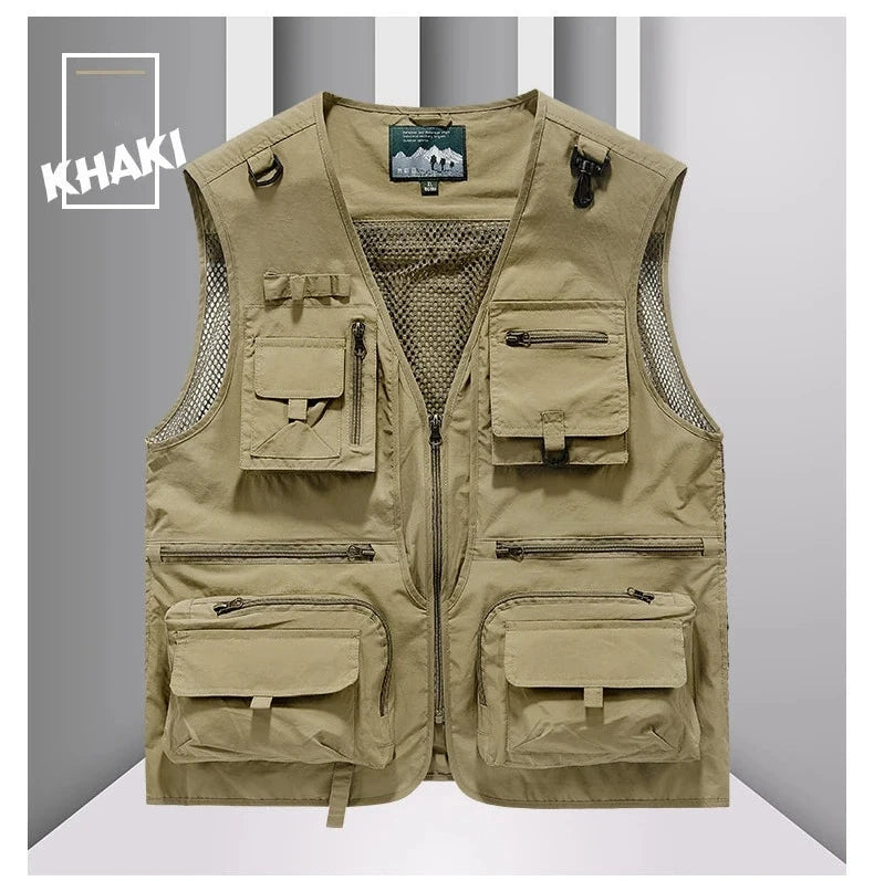 Colete masculino multi-bolso de alta qualidade