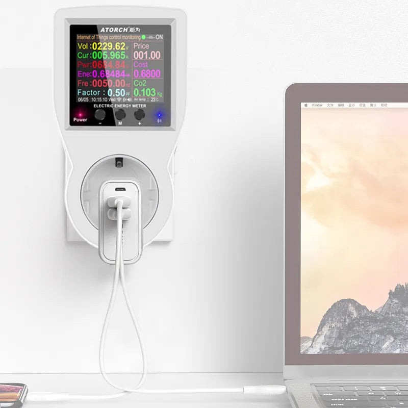 Wattímetro Voltímetro de Corrente Digital, Medidor de Energia AC, Testador de Tempo - ArmariaBr