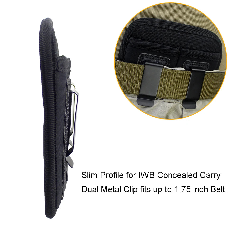 Coldre duplo para Carregador Velado com Molle e grampo do metal para 9mm .40 .45 .380 .357 - ArmariaBr