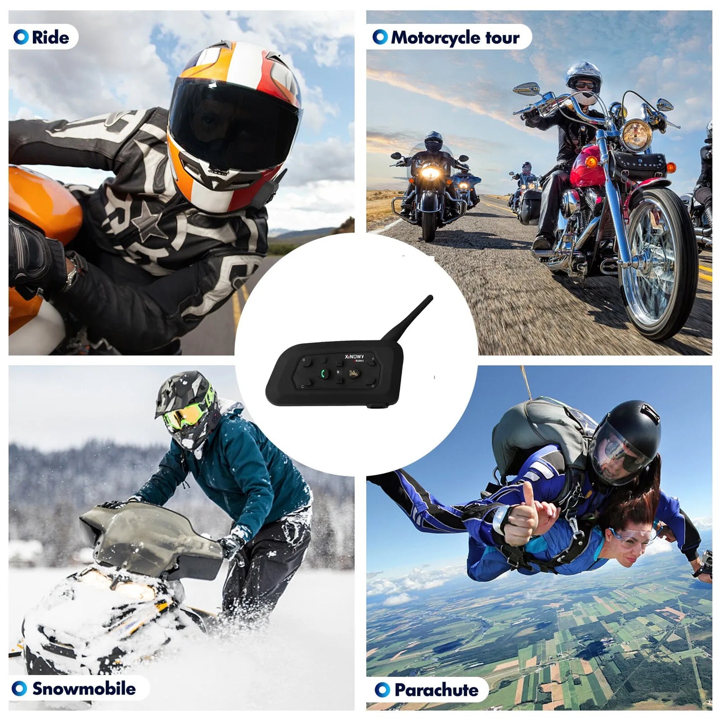 Intercomunicador Bluetooth para Capacete de Motocicleta com Alcance de 1200M XINOWY