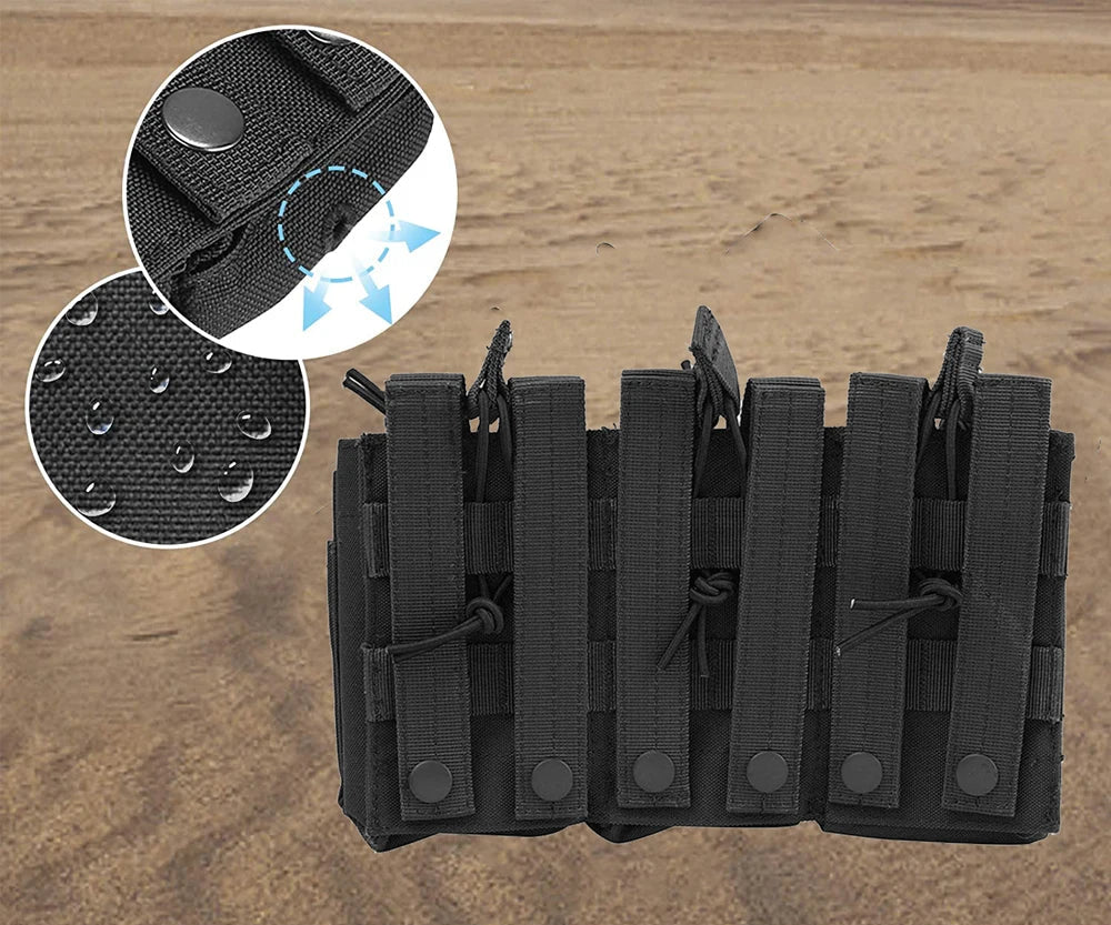 Porta Carregador Triplo Tático com Molle e Camada Dupla. Compatível com M4, M14, M16, AK e AR