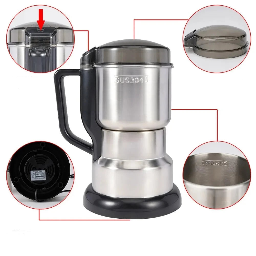 Moedor elétrico multifuncional de alta potência para café, cereais, nozes, feijões, especiarias, grãos ArmariaBr
