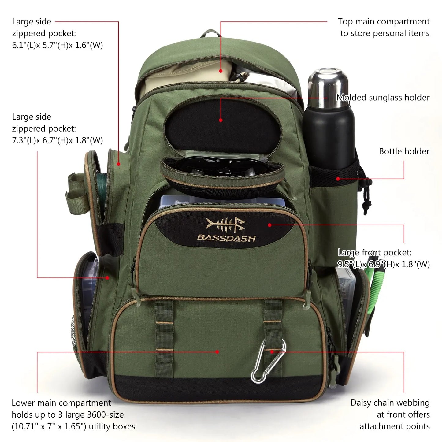 Mochila Leve de Pesca Multifuncional