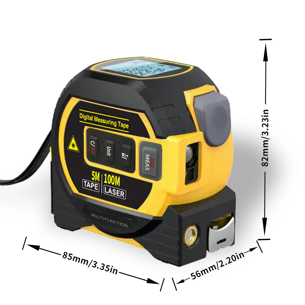 Fita métrica a laser 3 em 1 - Digital de alta precisão, Laser e Fita métrica de aço
