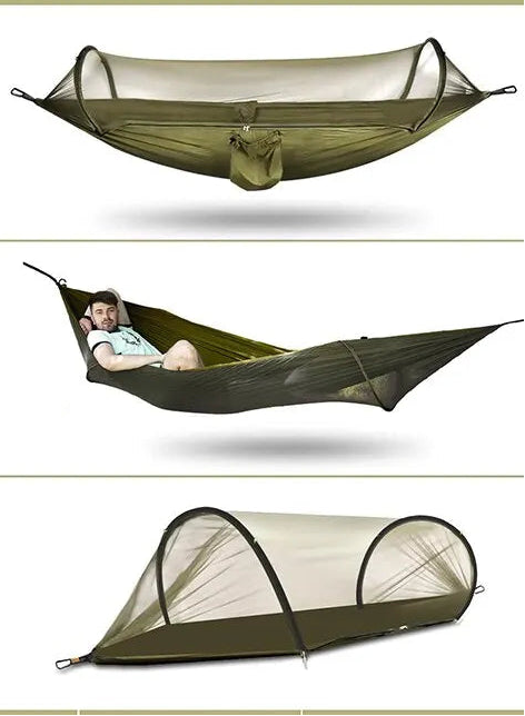 Rede 3 em 1 para camping com mosquiteiro e abertura rápida