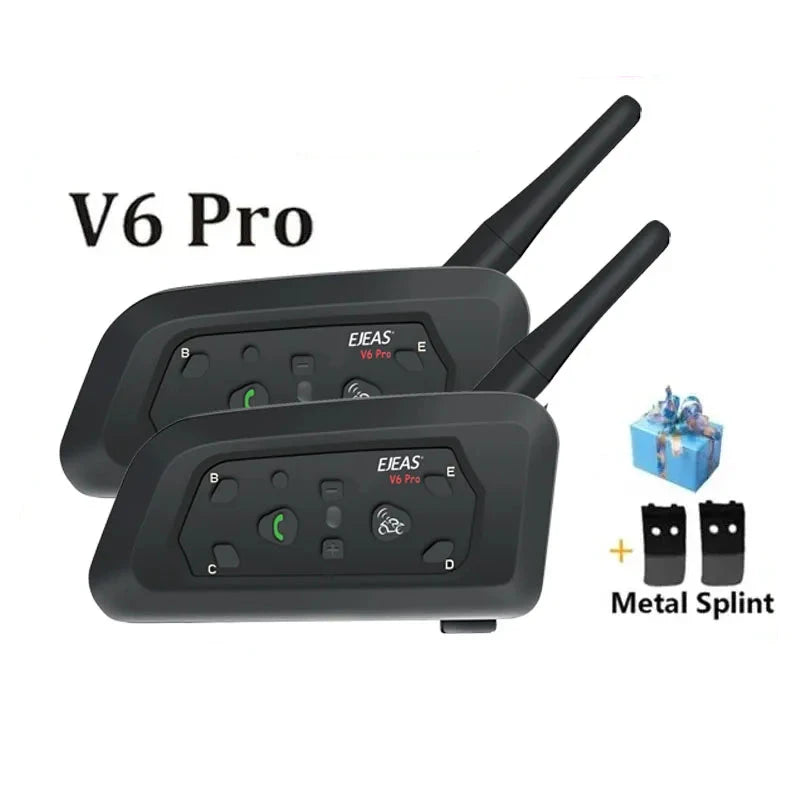 EJEAS V6 PRO+ Intercomunicador Bluetooth para Capacete de Motocicleta: Comunicação Clara e Confiável para até 6 Pilotos