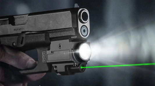 Lanterna de 800 lumens com laser ou vermelho com bateria recarregável USB com trilho Picatinny