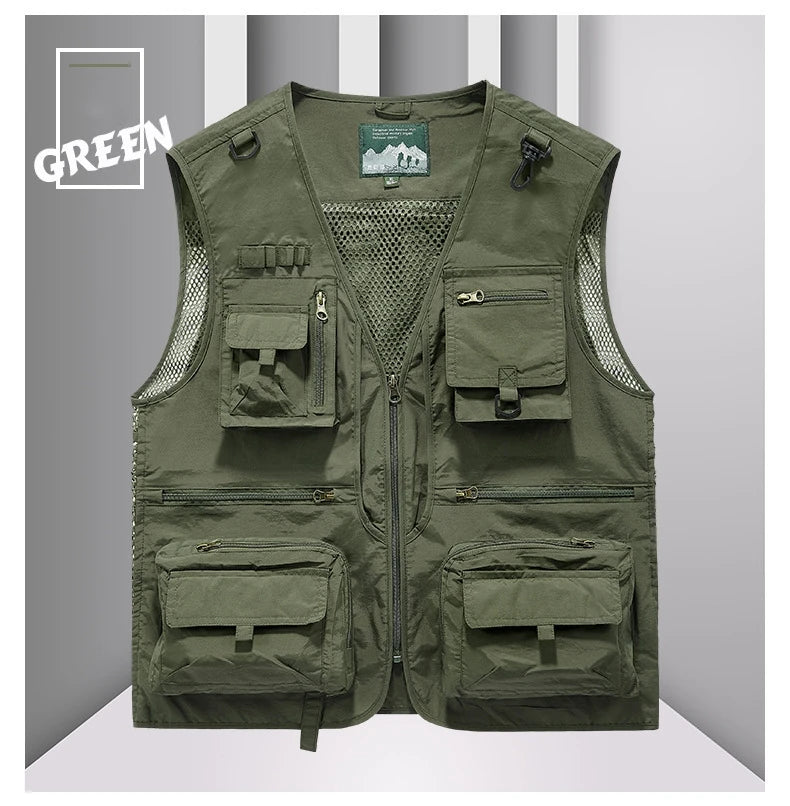 Colete masculino multi-bolso de alta qualidade