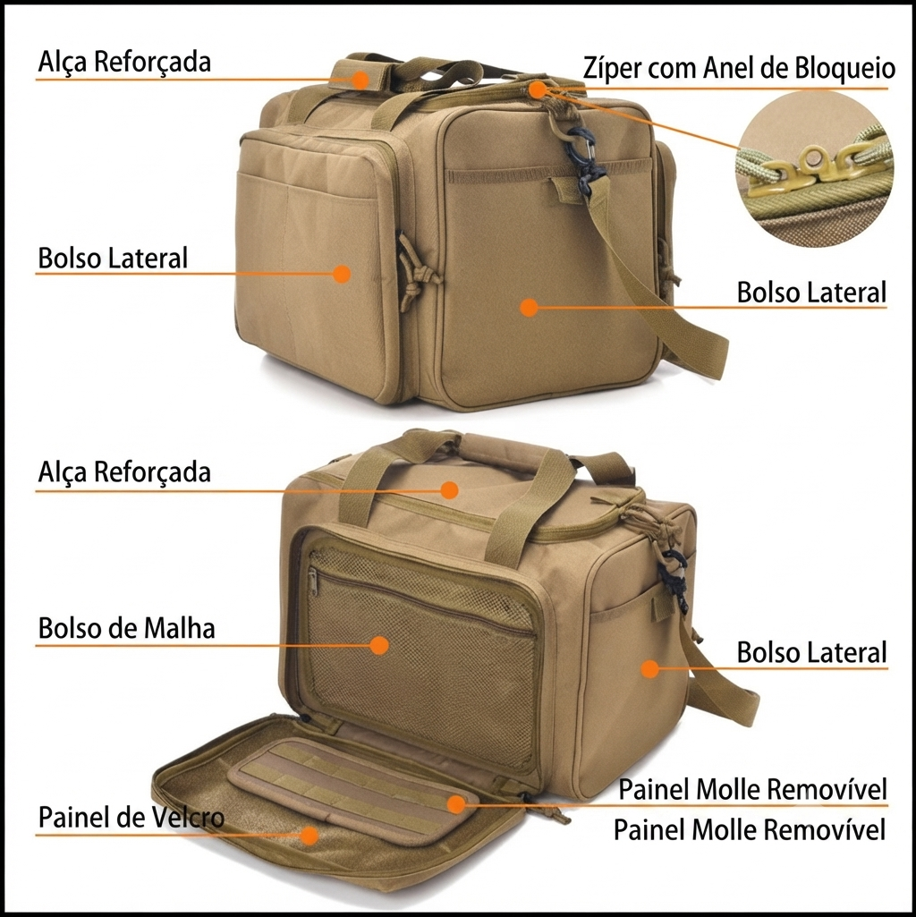 Bolsa com sistema Molle para acessório de caça