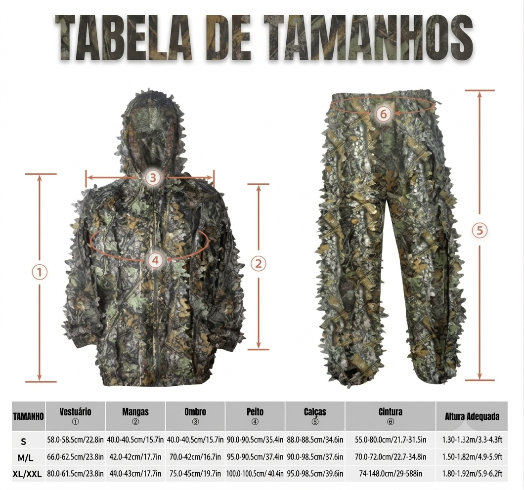 Traje Camuflado Completo para Caça 6 em 1