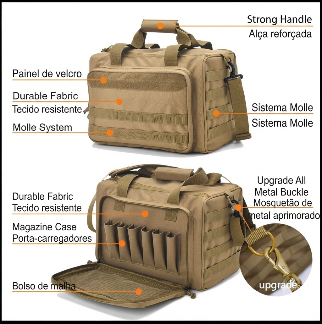 Bolsa com sistema Molle para acessório de caça