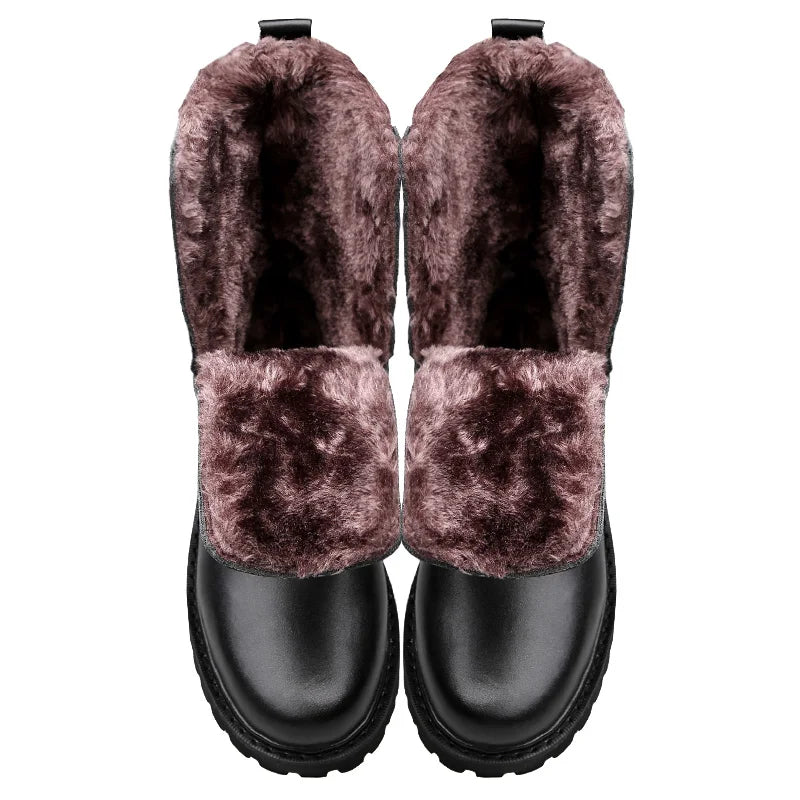 Botas tipo coturno masculinas em couro genuíno impermeáveis