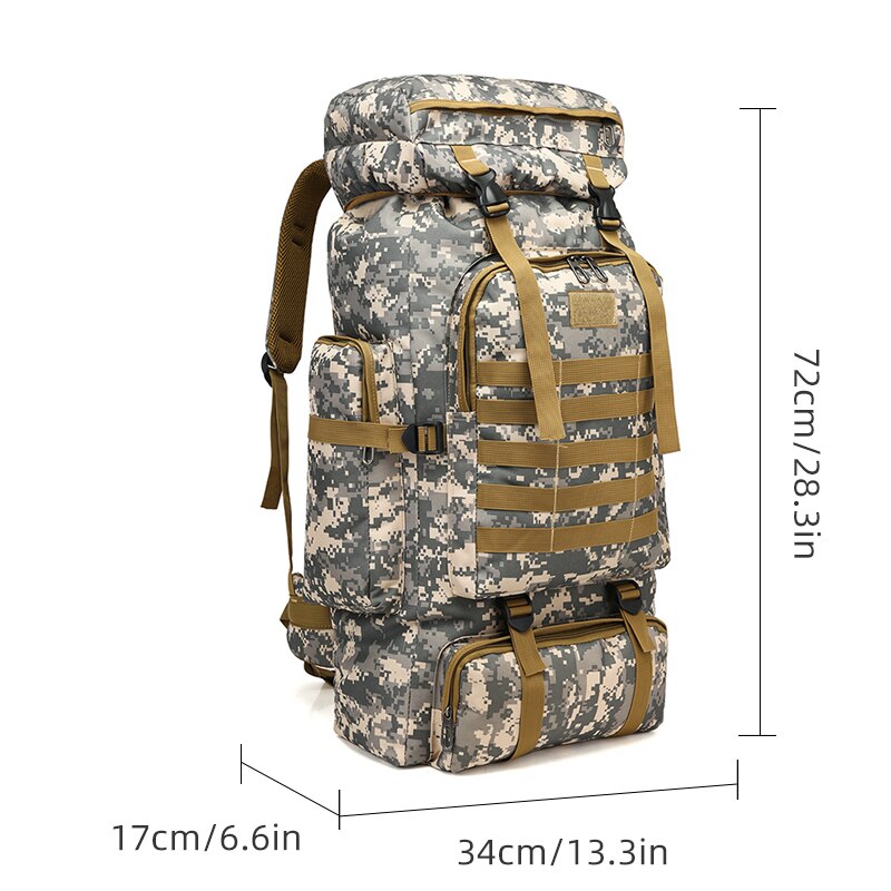 Mochila Camuflada de Grande Capacidade à Prova d'Água com Sistema Molle Rilibegan