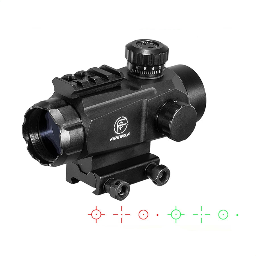 Mira telescópica Spirit Fox metálica 1x35 com ponto vermelho e trilho 20mm