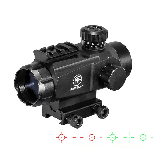 Mira telescópica Spirit Fox metálica 1x35 com ponto vermelho e trilho 20mm