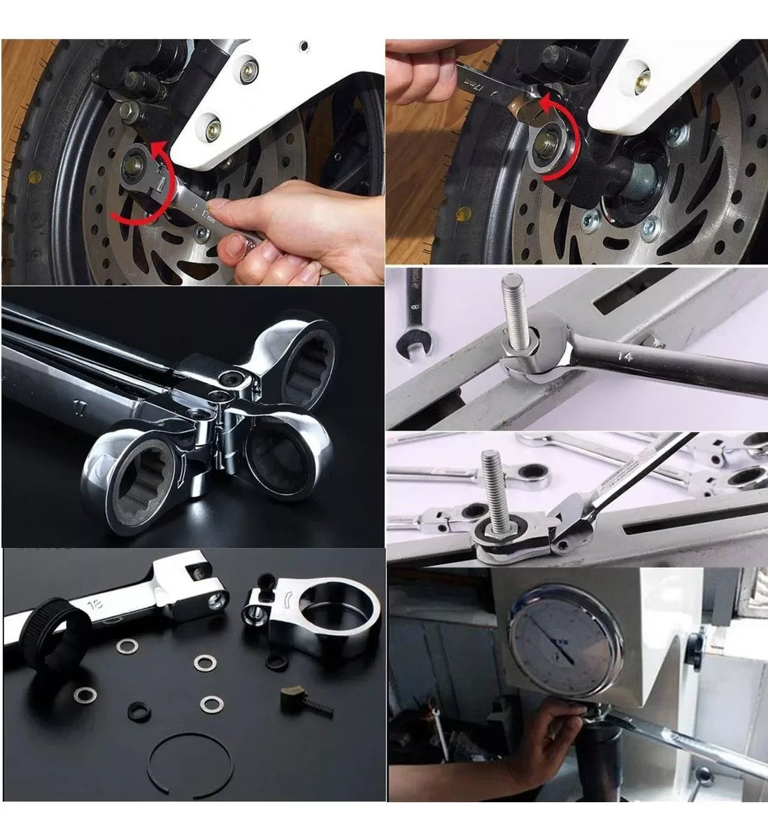 Conjunto de chave de catraca de cabeça flexível combinada em Cromo Vanadium