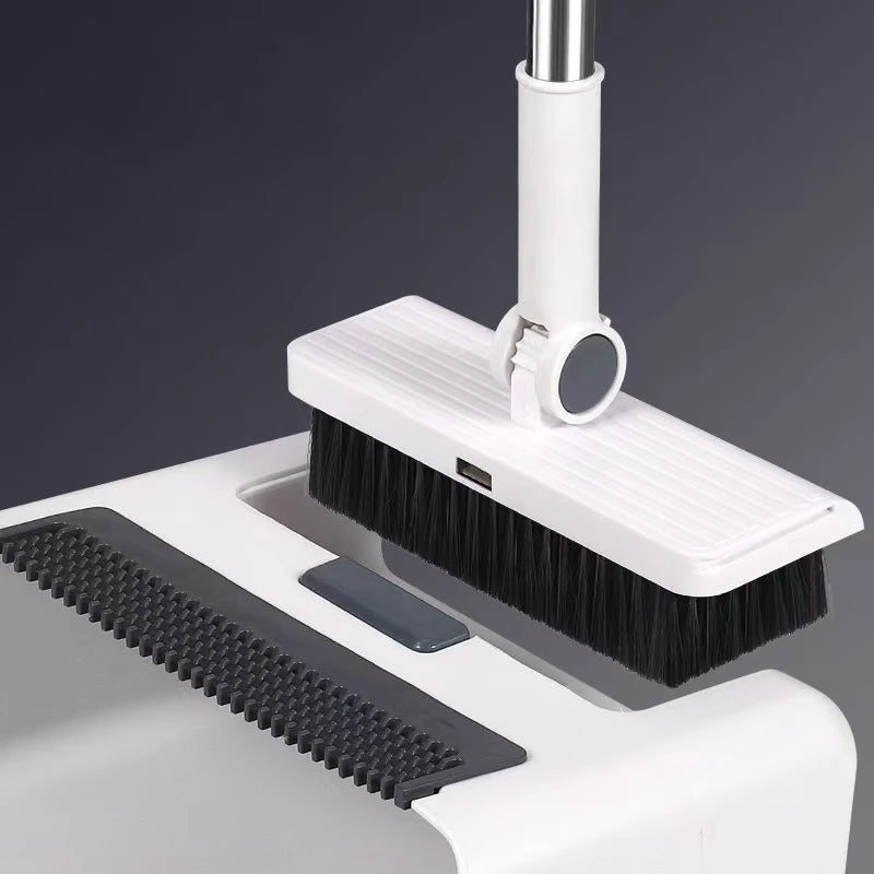 Conjunto de limpeza 3 em 1 com vassoura dobrável, pá e escova de cerdas macias