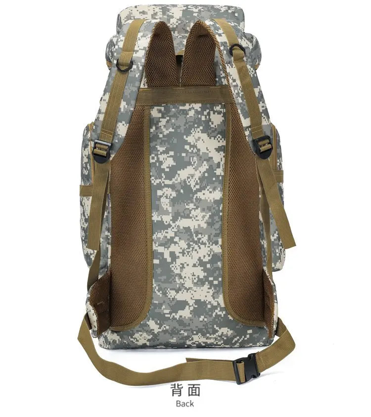 Mochila Oxford de Grande Capacidade 80L Camuflada para Camping Viagens e Montanhismo