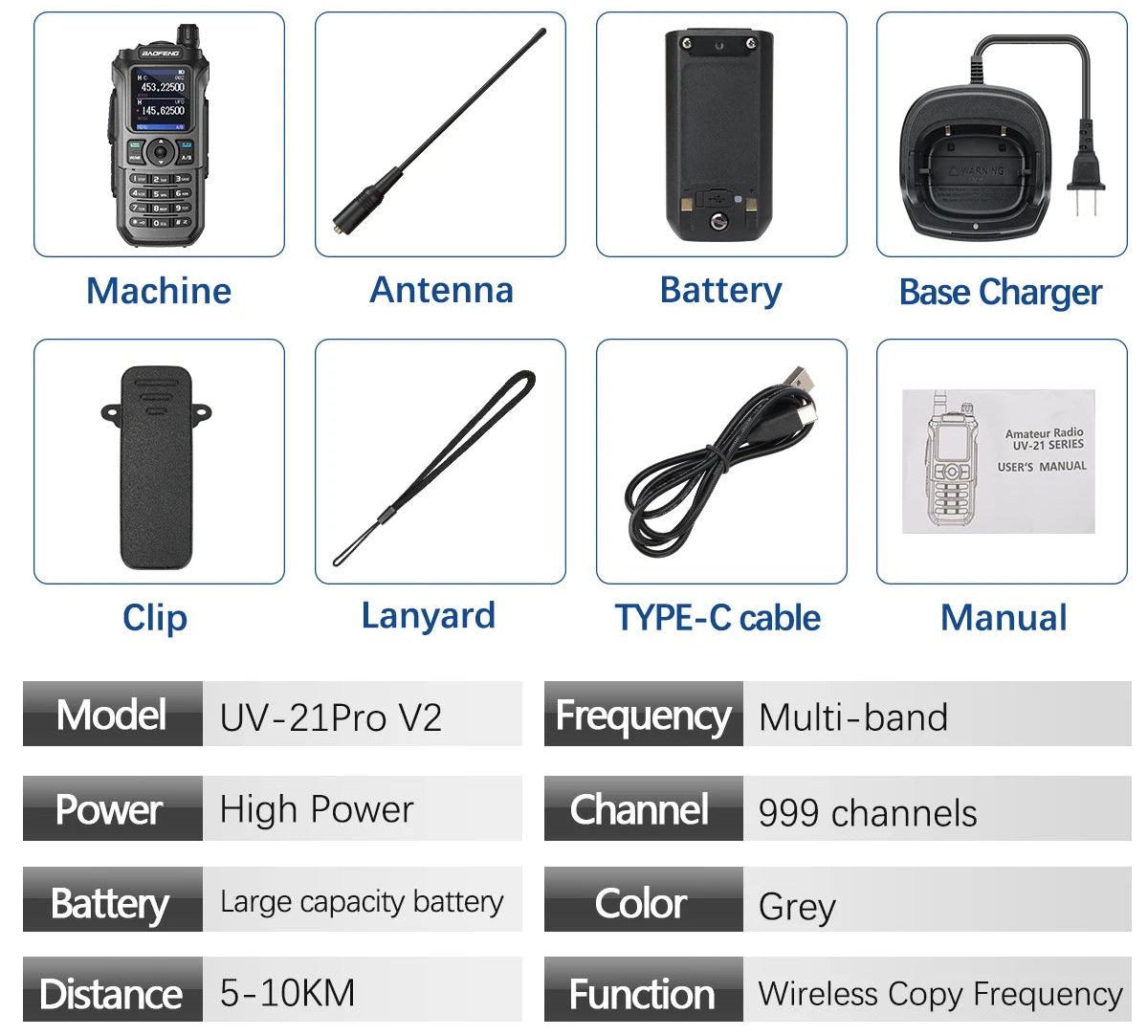 Rádio amador Baofeng UV-21 Pro comunicação de longo alcance