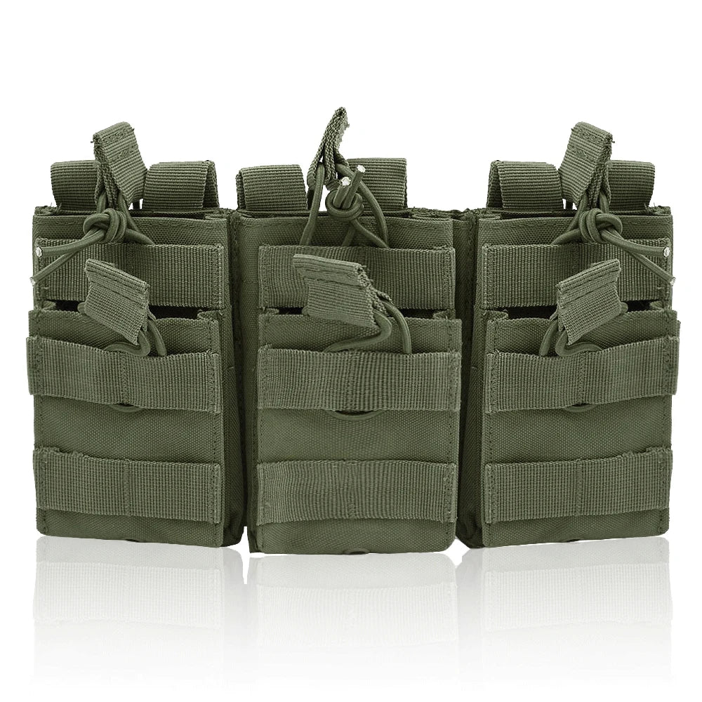 Porta Carregador Triplo Tático com Molle e Camada Dupla. Compatível com M4, M14, M16, AK e AR