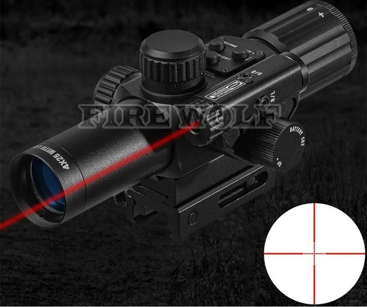 Mira telescópica Firewolf-M-4X25IR com Laser Vermelho