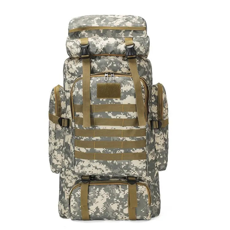 Mochila Oxford de Grande Capacidade 80L Camuflada para Camping Viagens e Montanhismo
