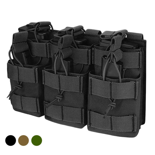 Porta Carregador Triplo Tático com Molle e Camada Dupla. Compatível com M4, M14, M16, AK e AR