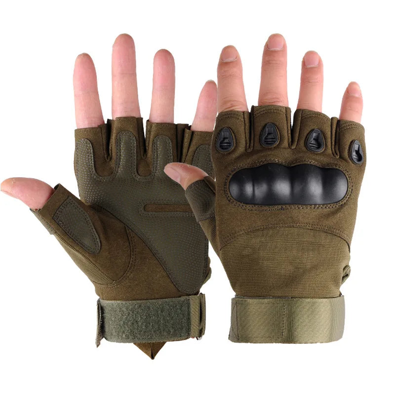 Luvas Táticas em Microfibra com Proteção Rígida — Meio Dedo ou Dedo Inteiro