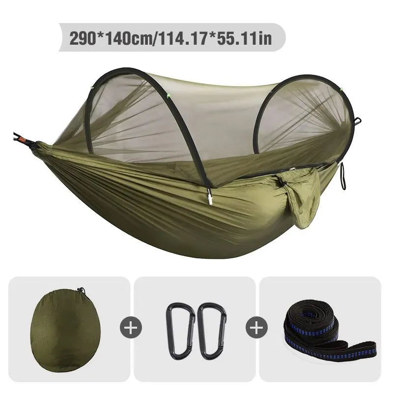 Rede 3 em 1 para camping com mosquiteiro e abertura rápida