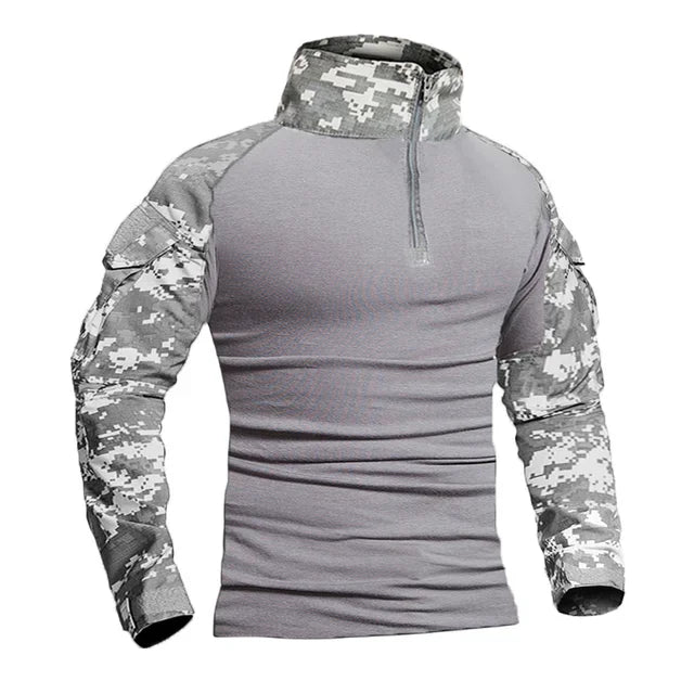 Camiseta camuflada tática masculina manga longa caça escalada camisa de algodão roupas esportivas