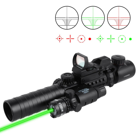 Mira telescópica 3-9x32 combo 4 em 1 escopo com telêmetro e red dot vermelho ou verde